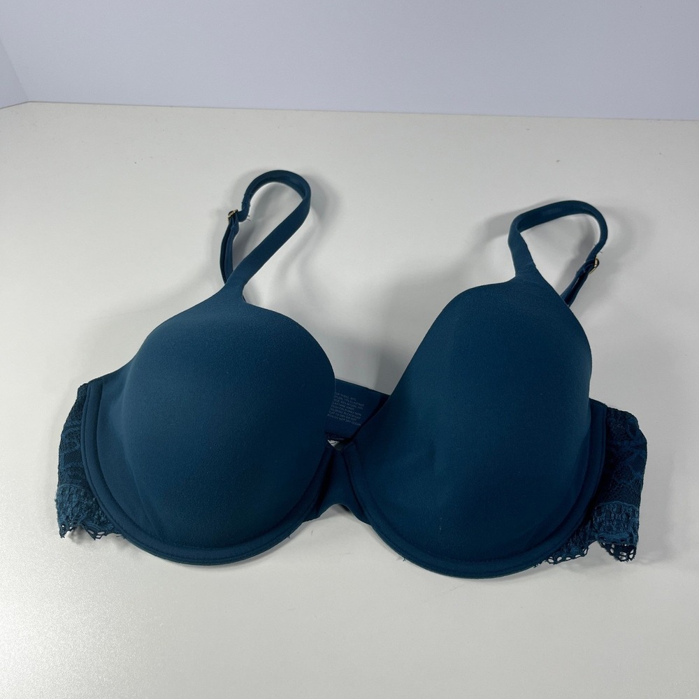 Soma Embraceable Enchanting Lace Demi Bra Womens Size 36C Blue Teal